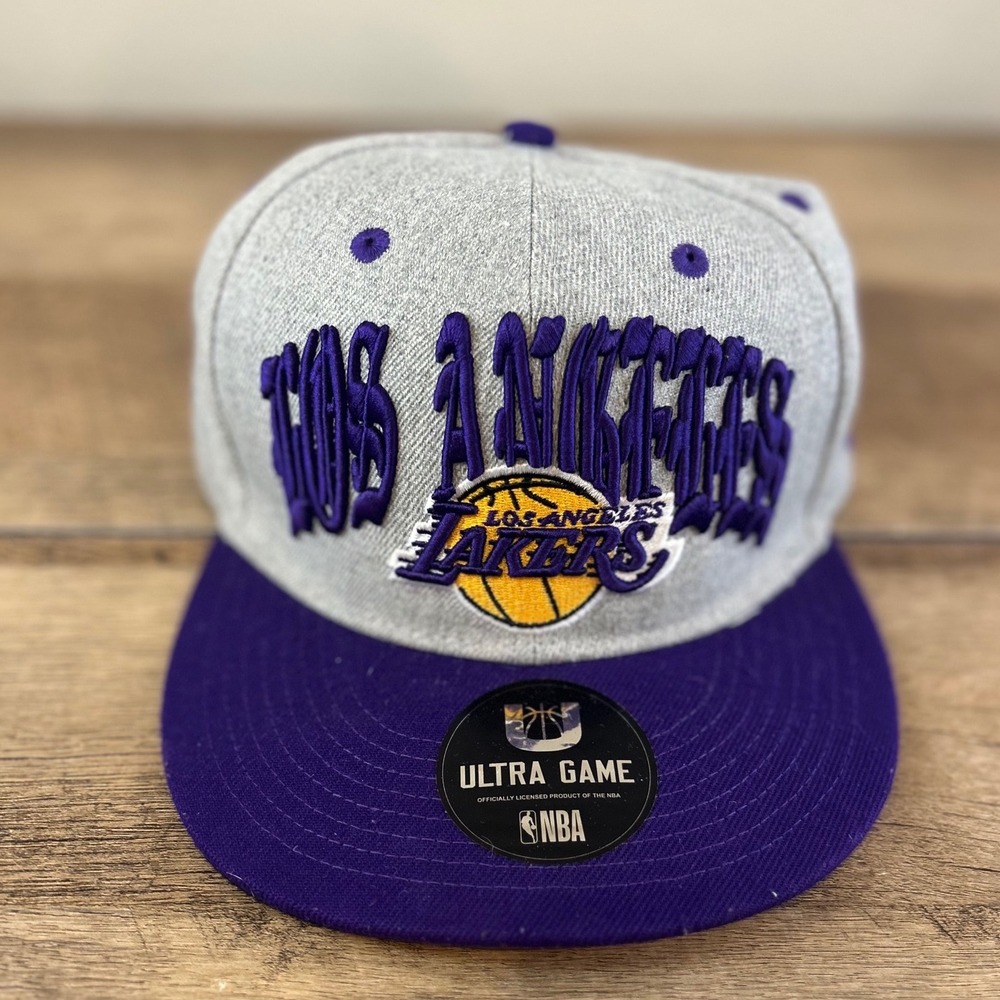 Los Angeles Lakers Ultra Game‎ NBA Grey Purple Snapback Hat Cap Adult